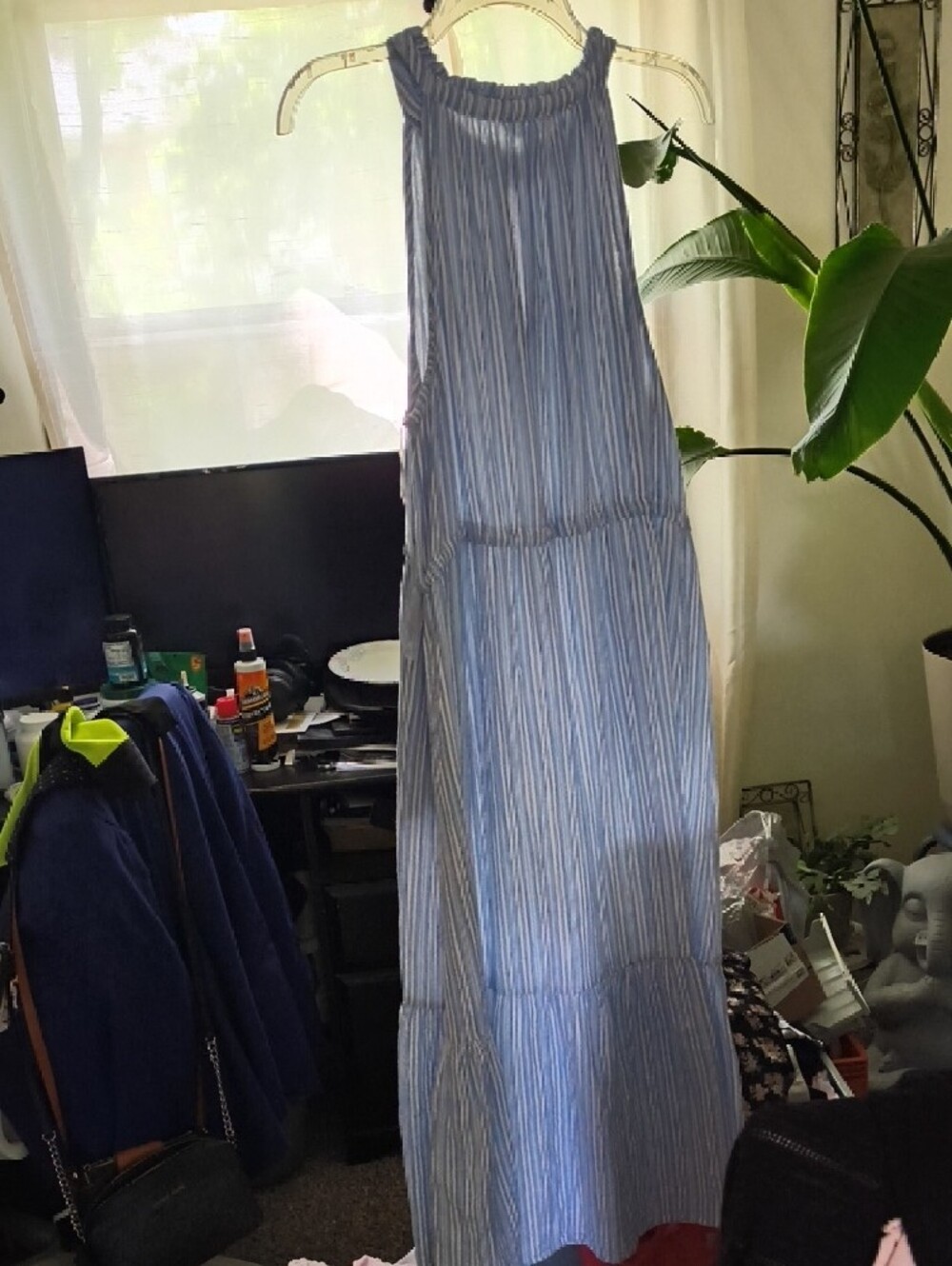 Time and Tru Light Blue and White Striped Maxi Sundress - Picture 7 of 7